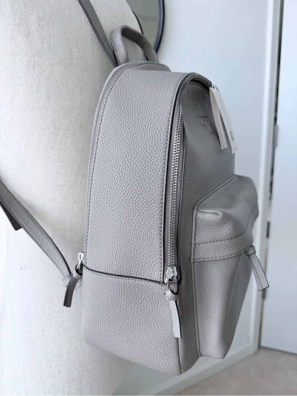 Tory Burch Slate Gray Pebbled Leather Backpack